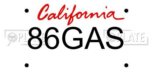 86GAS California License Plate