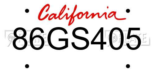 86GS405 California License Plate