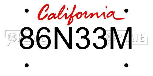 86N33M California License Plate