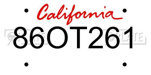 86OT261 California License Plate
