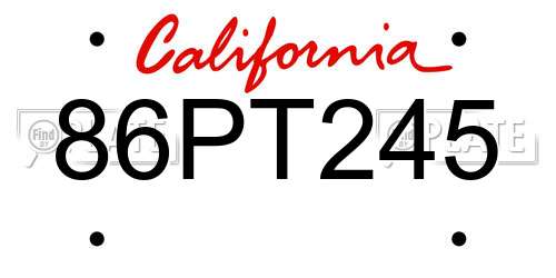 86PT245 California License Plate