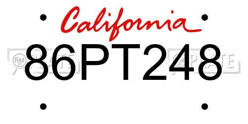 86PT248 California License Plate