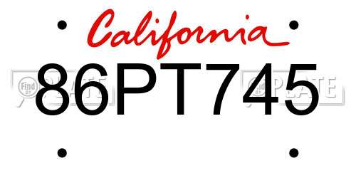 86PT745 California License Plate