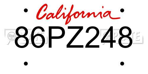 86PZ248 California License Plate