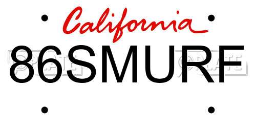 86SMURF California License Plate