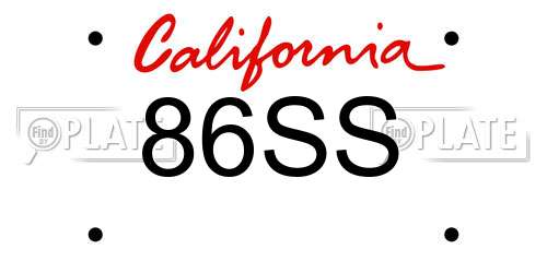 86SS California License Plate