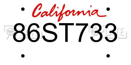 86ST733 California License Plate