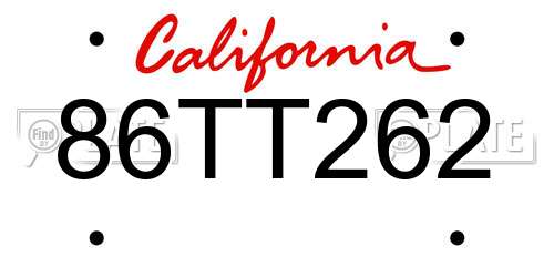 86TT262 California License Plate