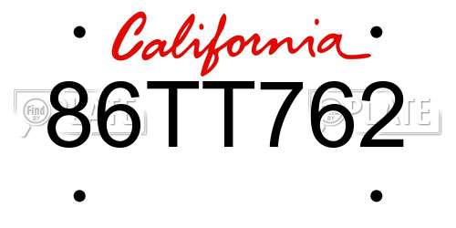 86TT762 California License Plate