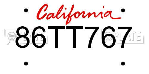 86TT767 California License Plate