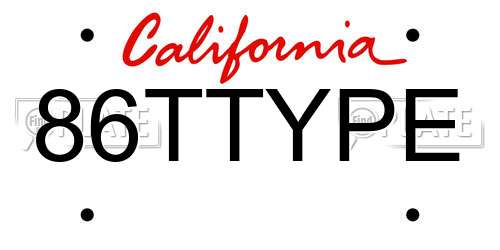 86TTYPE California License Plate