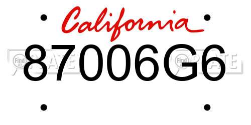87006G6 California License Plate