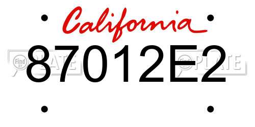 87012E2 California License Plate