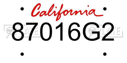 87016G2 California License Plate