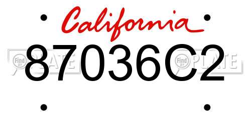 87036C2 California License Plate