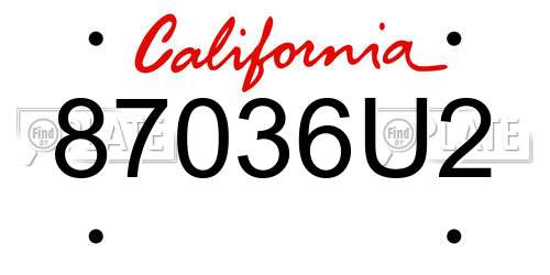 87036U2 California License Plate