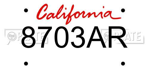 8703AR California License Plate