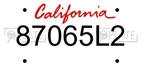 87065L2 California License Plate
