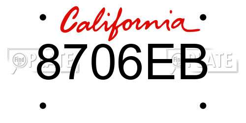 8706EB California License Plate