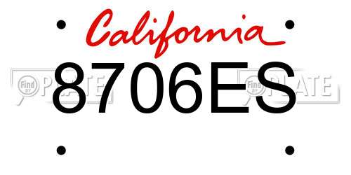 8706ES California License Plate