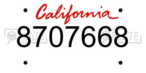 8707668 California License Plate