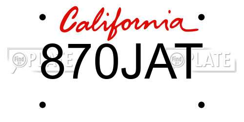 870JAT California License Plate