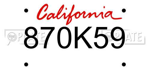 870K59 California License Plate