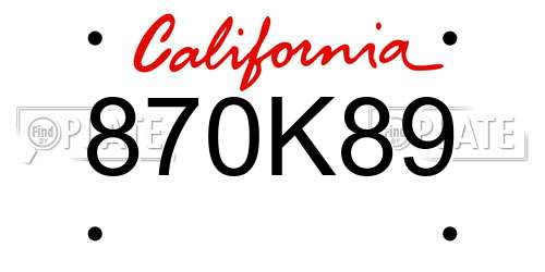 870K89 California License Plate