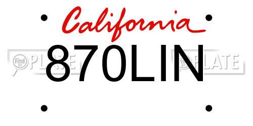 870LIN California License Plate