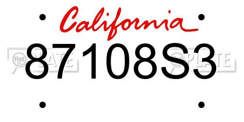87108S3 California License Plate