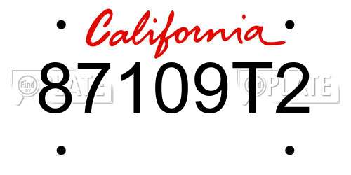 87109T2 California License Plate