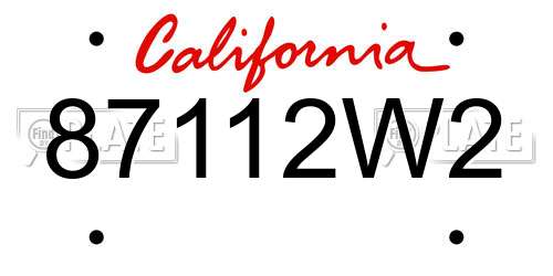87112W2 California License Plate