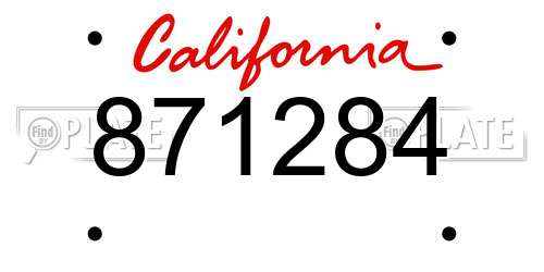 871284 California License Plate