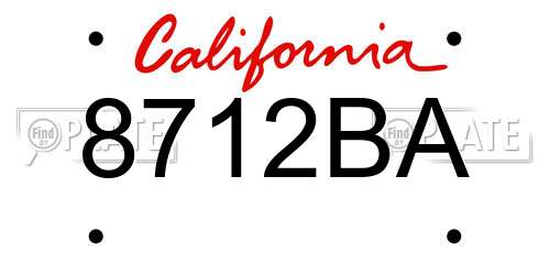 8712BA California License Plate