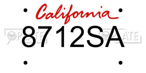 8712SA California License Plate