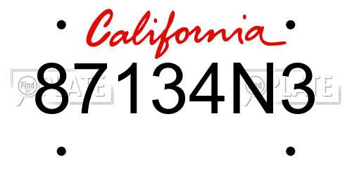 87134N3 California License Plate