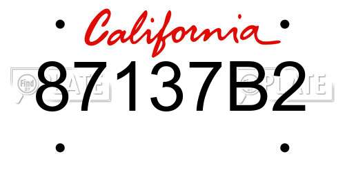 87137B2 California License Plate