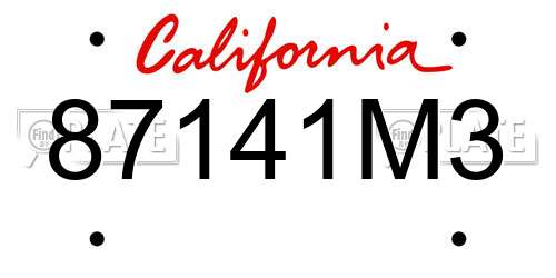 87141M3 California License Plate