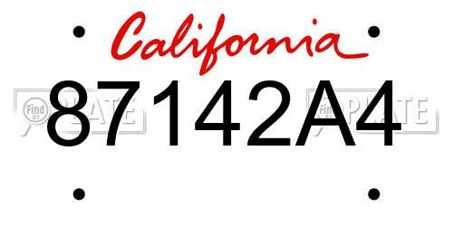 87142A4 California License Plate