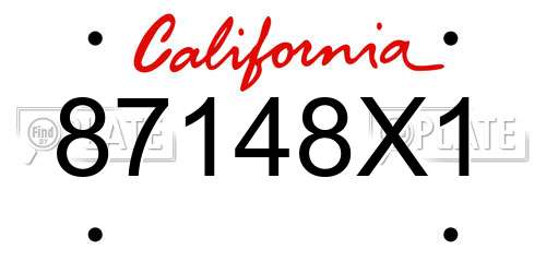 87148X1 California License Plate