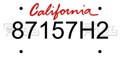 87157H2 California License Plate