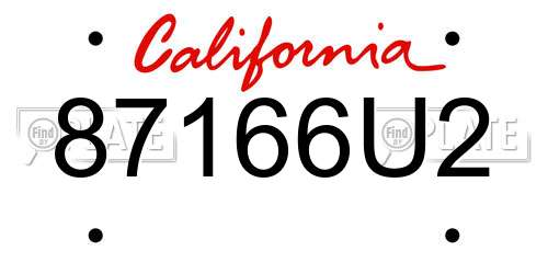 87166U2 California License Plate