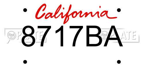 8717BA California License Plate