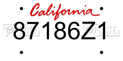 87186Z1 California License Plate