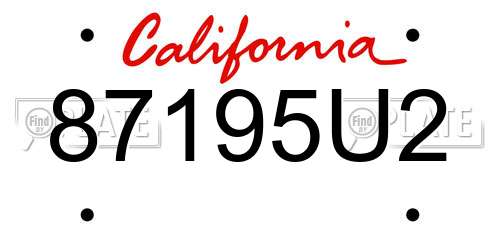87195U2 California License Plate