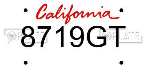 8719GT California License Plate