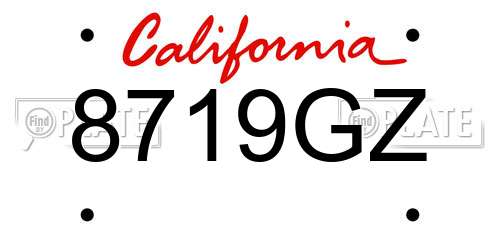 8719GZ California License Plate