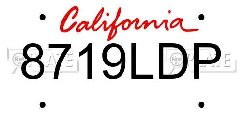 8719LDP California License Plate