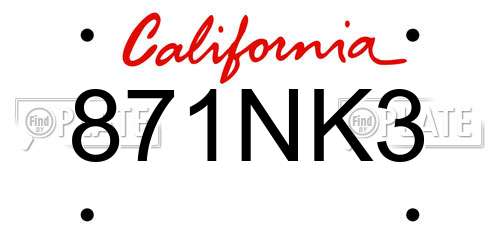 871NK3 California License Plate