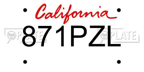 871PZL California License Plate
